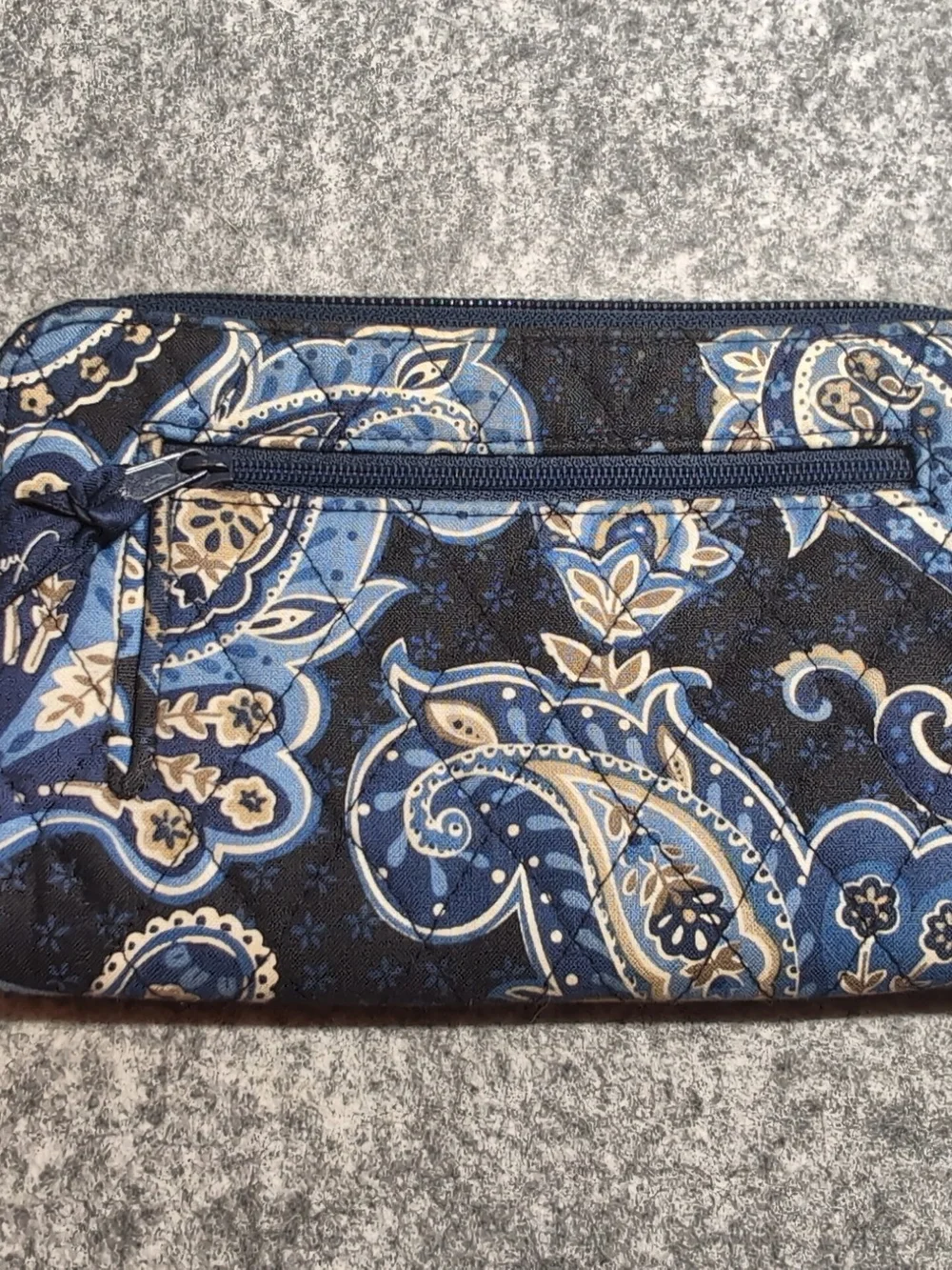 Vera Bradley Quilted Paisley Zip Pouch - Blue & Cream